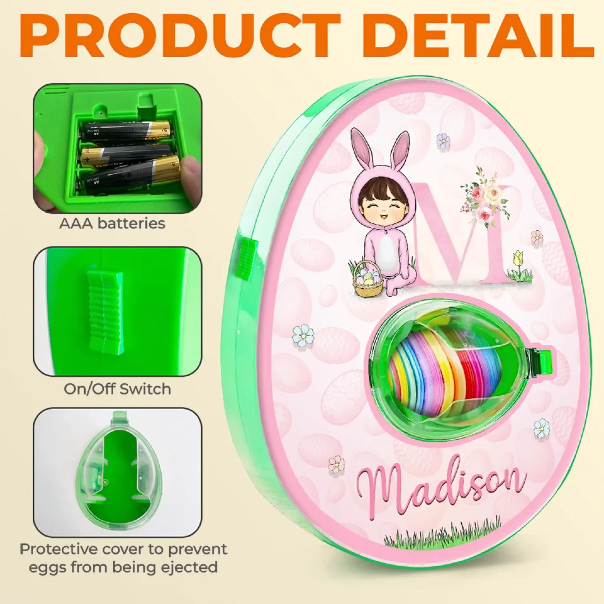 Keep Your Favorites Close - Family Personalized Custom Easter Egg Decorating Kit, Egg Spinner Machine With Markers - Easter Gift For Family Members - Image 3