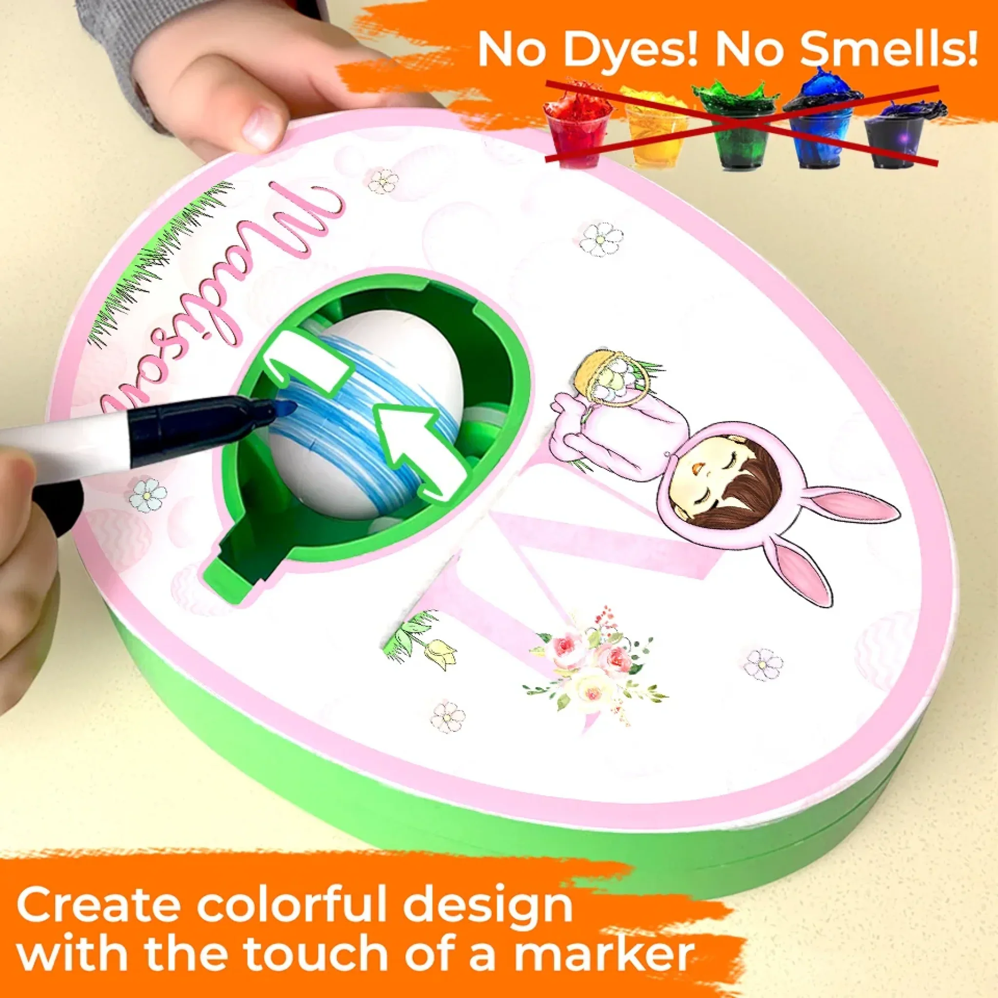 Keep Your Favorites Close - Family Personalized Custom Easter Egg Decorating Kit, Egg Spinner Machine With Markers - Easter Gift For Family Members - Image 4