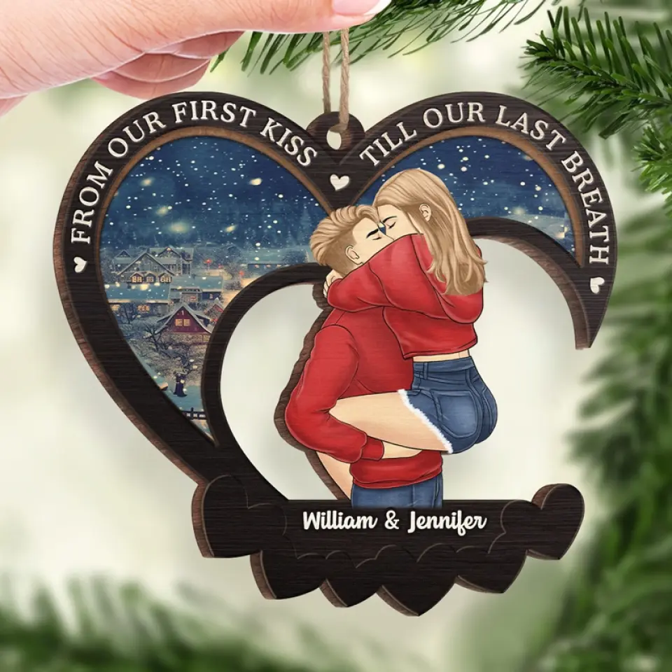 Kiss Me As If It Were The Last Time - Couple Personalized Custom Ornament - Wood Custom Shaped - Christmas Gift For Husband Wife, Anniversary - Image 4