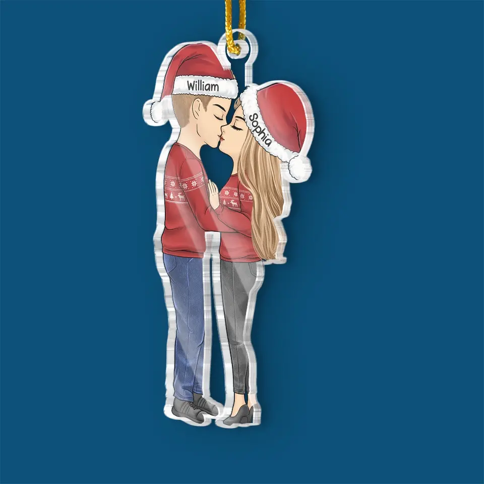Kisses Are The Best Christmas Gift - Couple Personalized Custom Ornament - Acrylic Custom Shaped - Christmas Gift For Husband Wife, Anniversary - Image 3