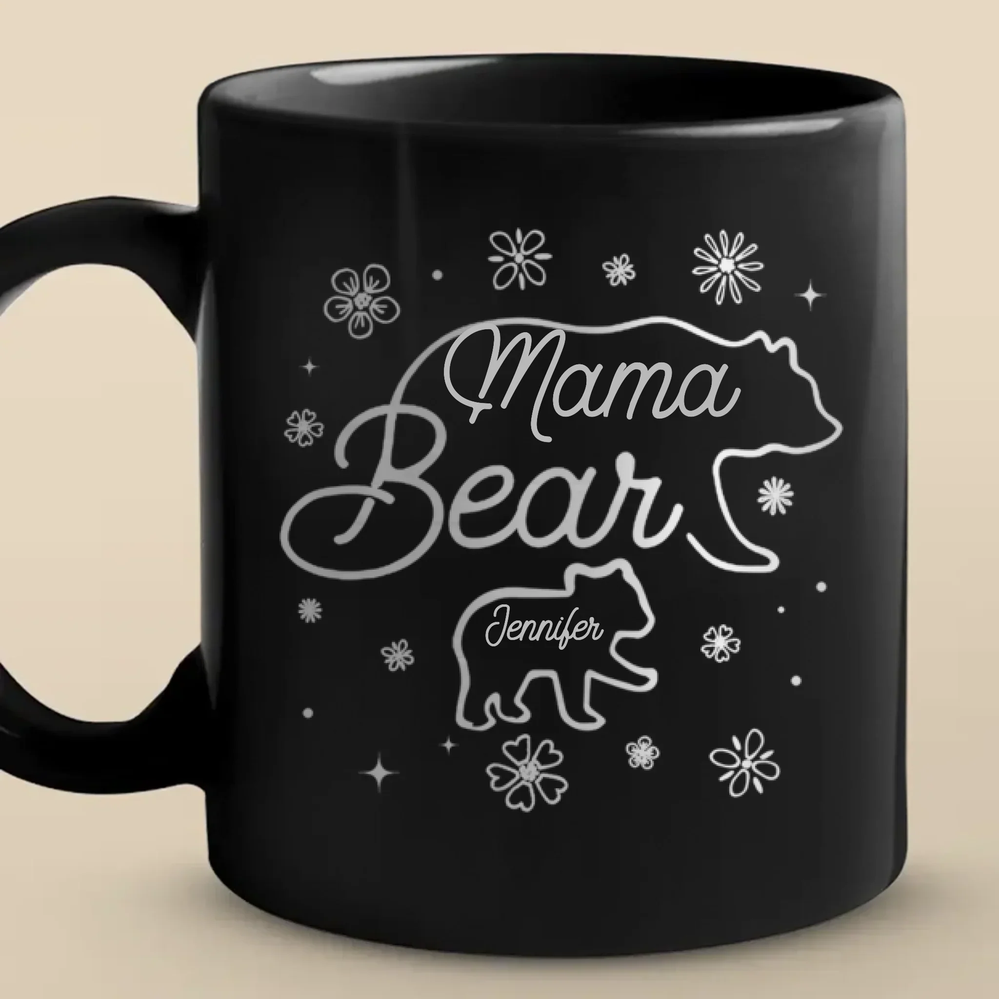 Lead With Love - Family Personalized Custom Black Mug - Mother's Day, Gift For Mom, Grandma - Image 2