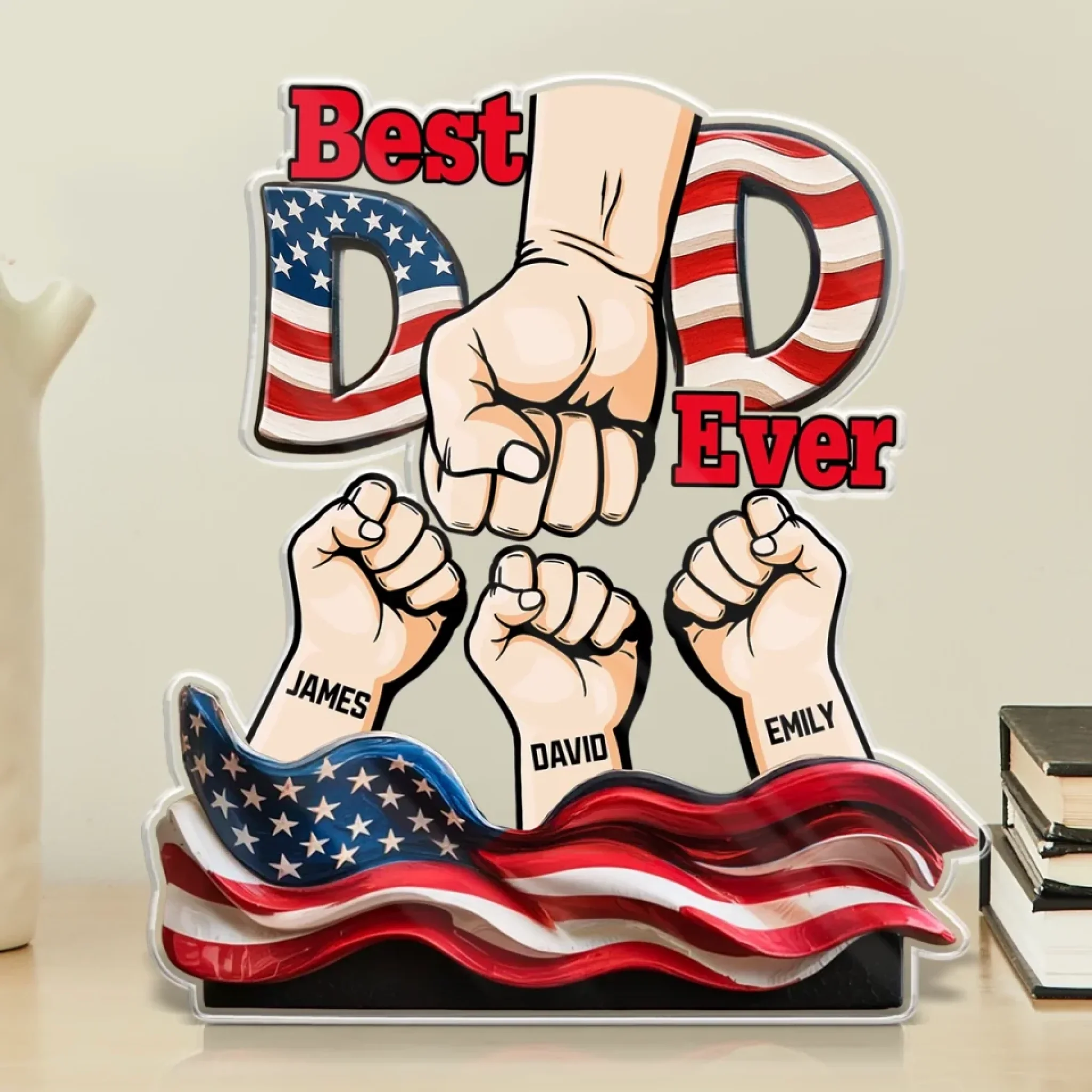 Leading With Love, Raising With Pride - Family Personalized Custom Acrylic Plaque Custom Shape - Father's Day, Gift For Dad - Image 3