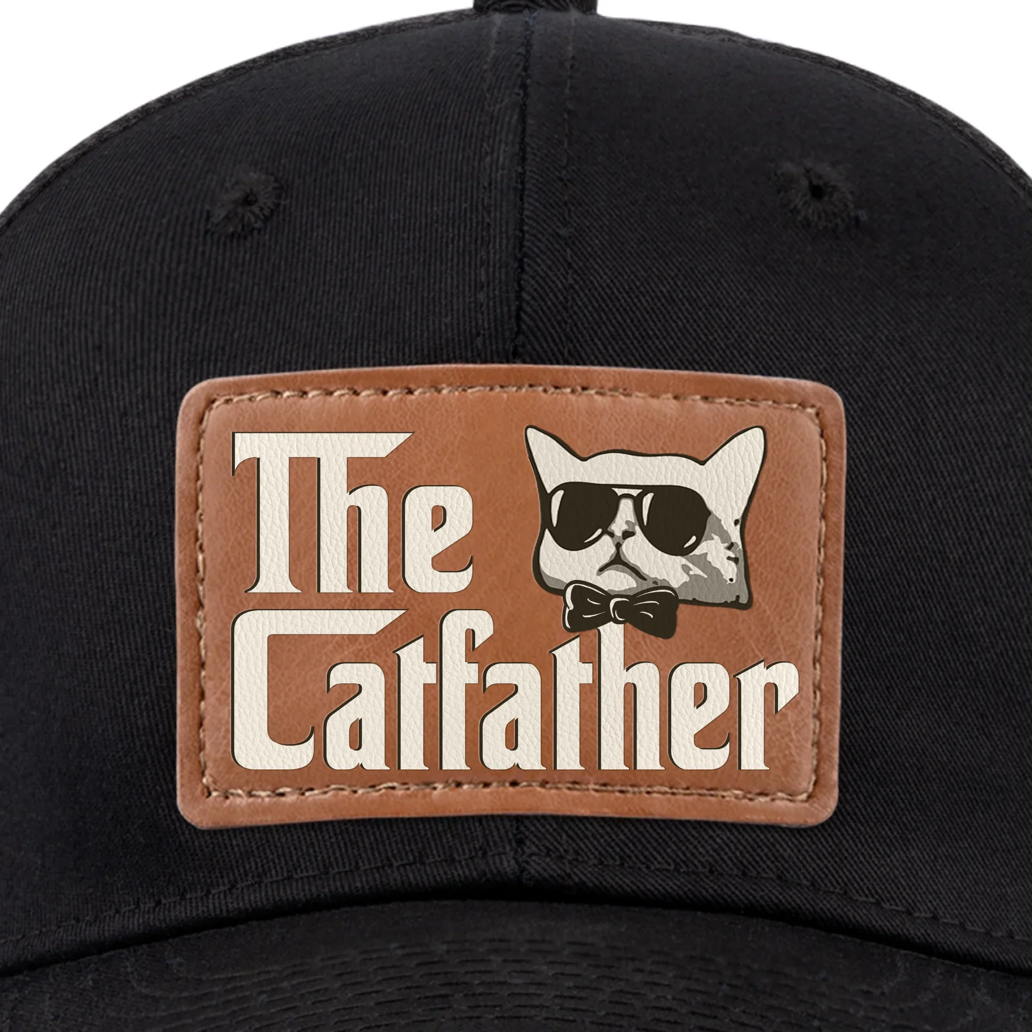 Leather Patch Hat -  Birthday Gifts For Cat Lovers, Cat Dad - The Catfather - Image 4