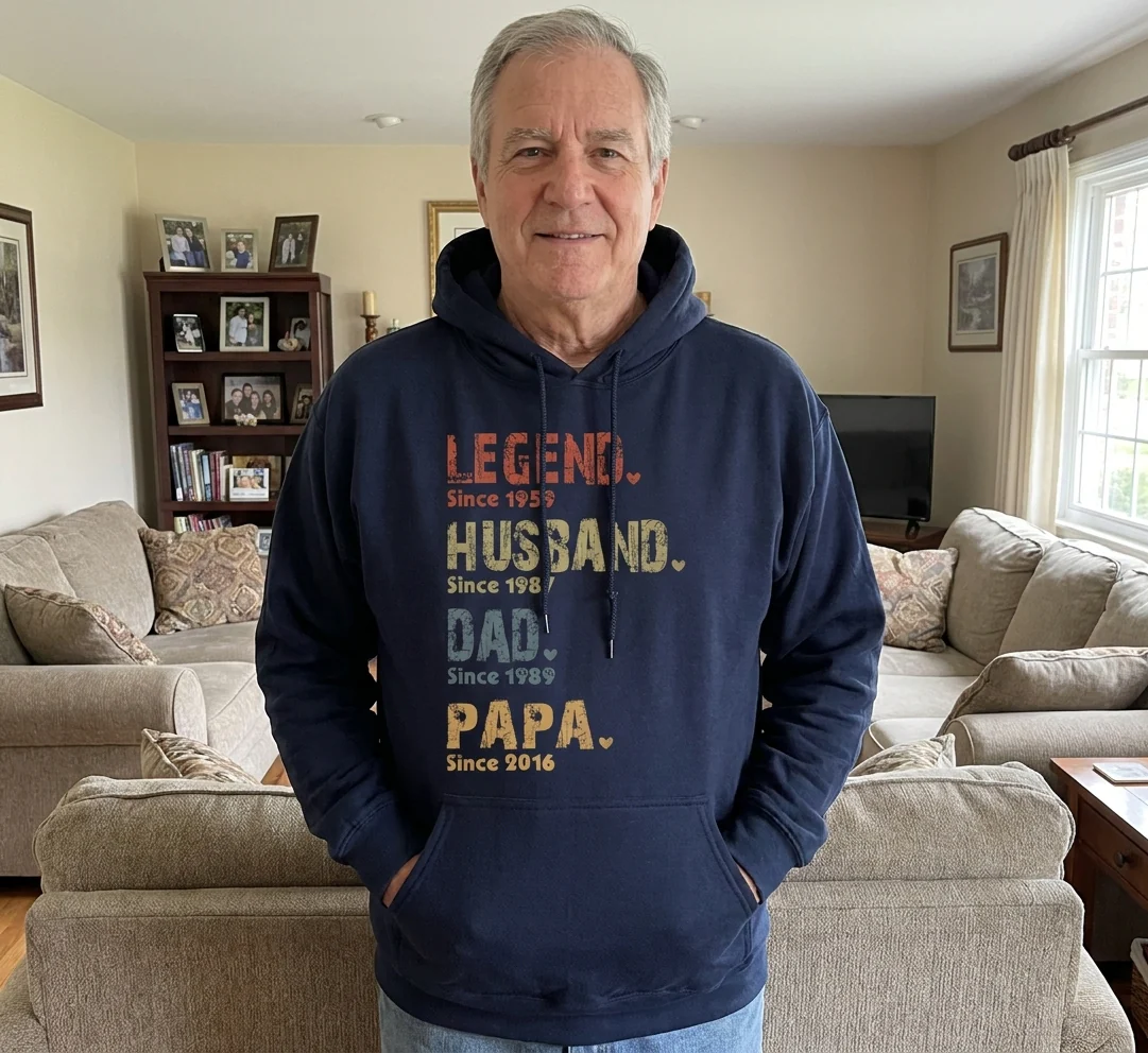 Custom Unisex T-shirt, Hoodie, Sweatshirt - Personalized Father's Day Birthday Gifts For Dad, Grandpa - Legend, Husband, Dad And Papa Since - Image 5