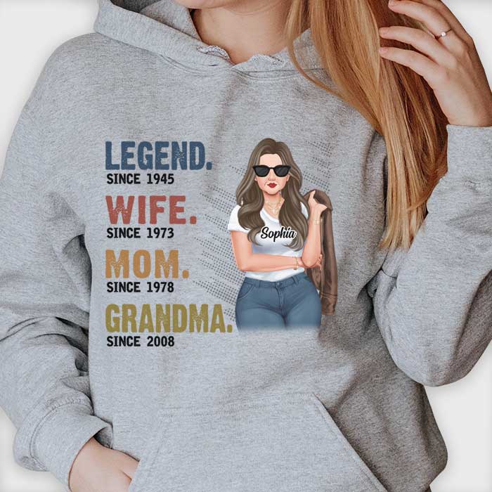 Legend Wife Mom Grandma Since Year - Gift For Mom, Grandma - Personalized Unisex T-shirt, Hoodie - Image 2