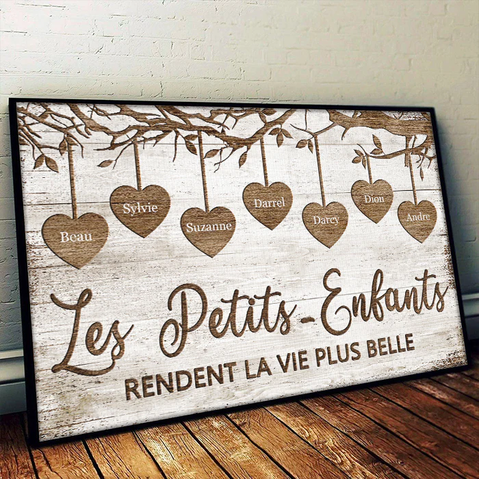 Les Petits-Enfants Rendent La Vie Plus Belle - Personalized Horizontal Poster French - Image 2