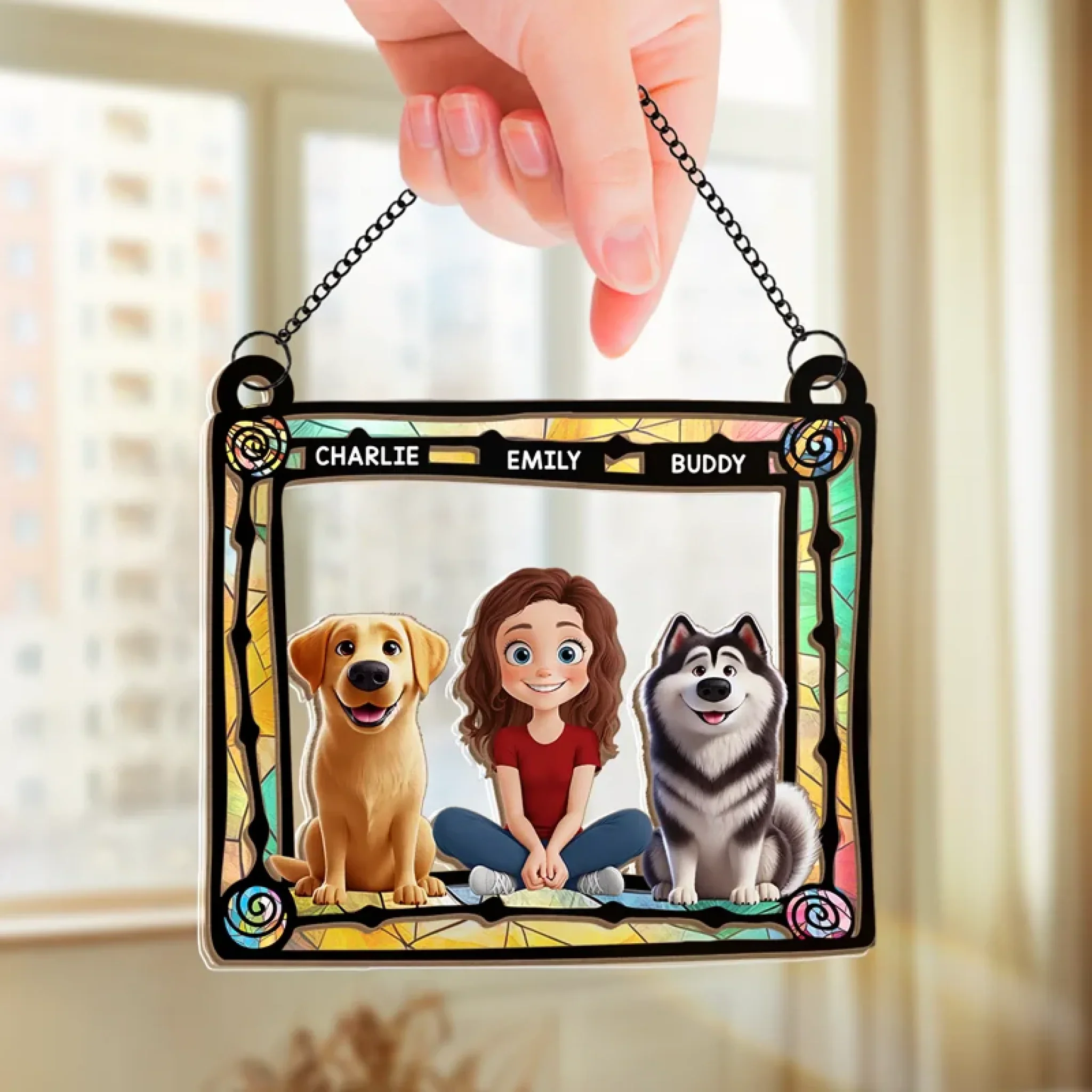 Less Stress When I'm With You - Dog & Cat Personalized Window Hanging Suncatcher - Gift For Pet Owners, Pet Lovers - Image 3