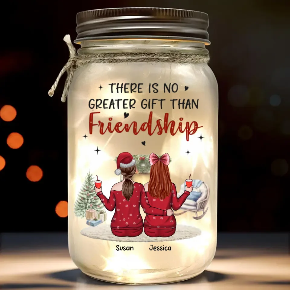 Let Friends Warm Your Heart This Christmas - Bestie Personalized Custom Mason Jar Light - Christmas Gift For Best Friends, BFF, Sisters - Image 2