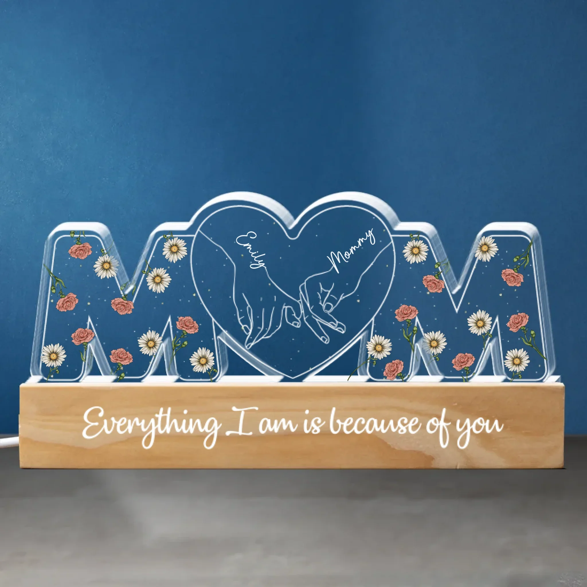Let Her Know Her Love Lights Up Your Life - Family  Personalized Custom Acrylic Block 3D LED Night Light - Gift For Mom, Daughter - Image 2