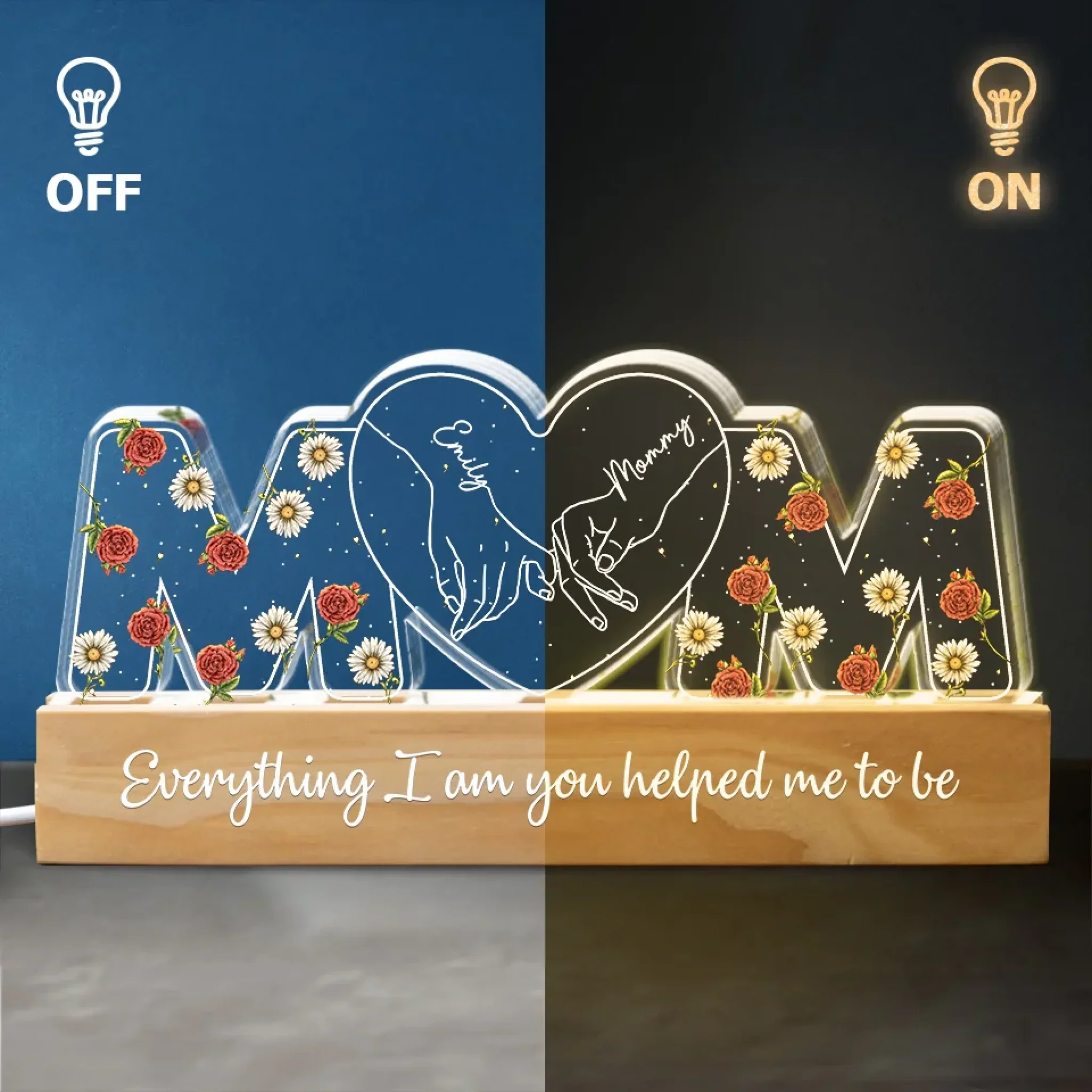 Let Her Know Her Love Lights Up Your Life - Family  Personalized Custom Acrylic Block 3D LED Night Light - Gift For Mom, Daughter - Image 4