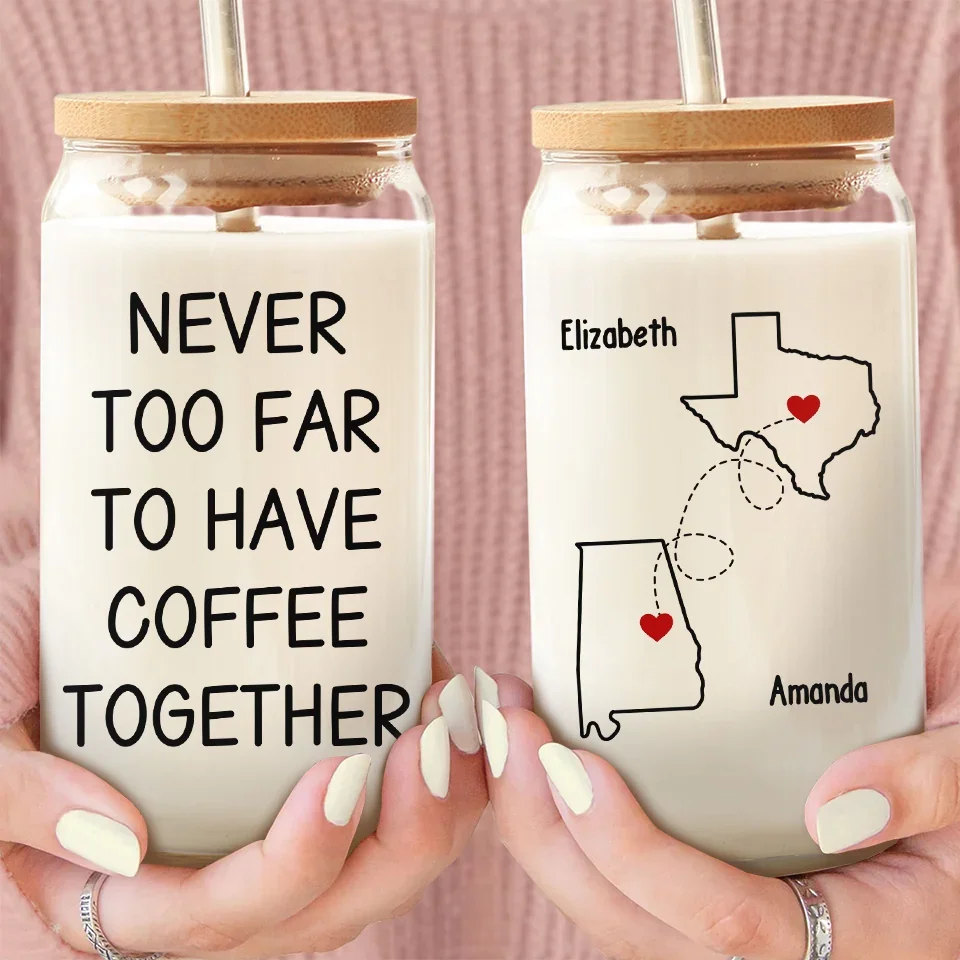 Let It Snow - Bestie Personalized Custom Glass Cup, Iced Coffee Cup - Christmas Gift For Best Friends, BFF, Sisters - Image 3