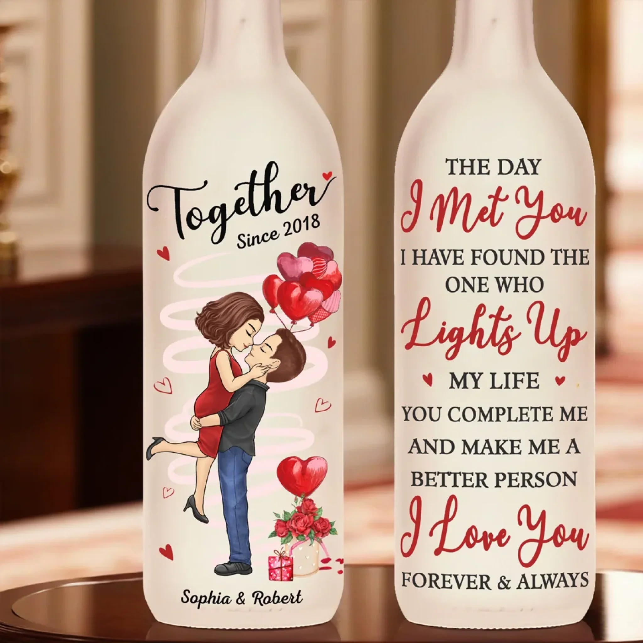 Let Love Light The Way - Couple Personalized Custom Bottle Lamp - Gift For Husband Wife, Anniversary - Image 4