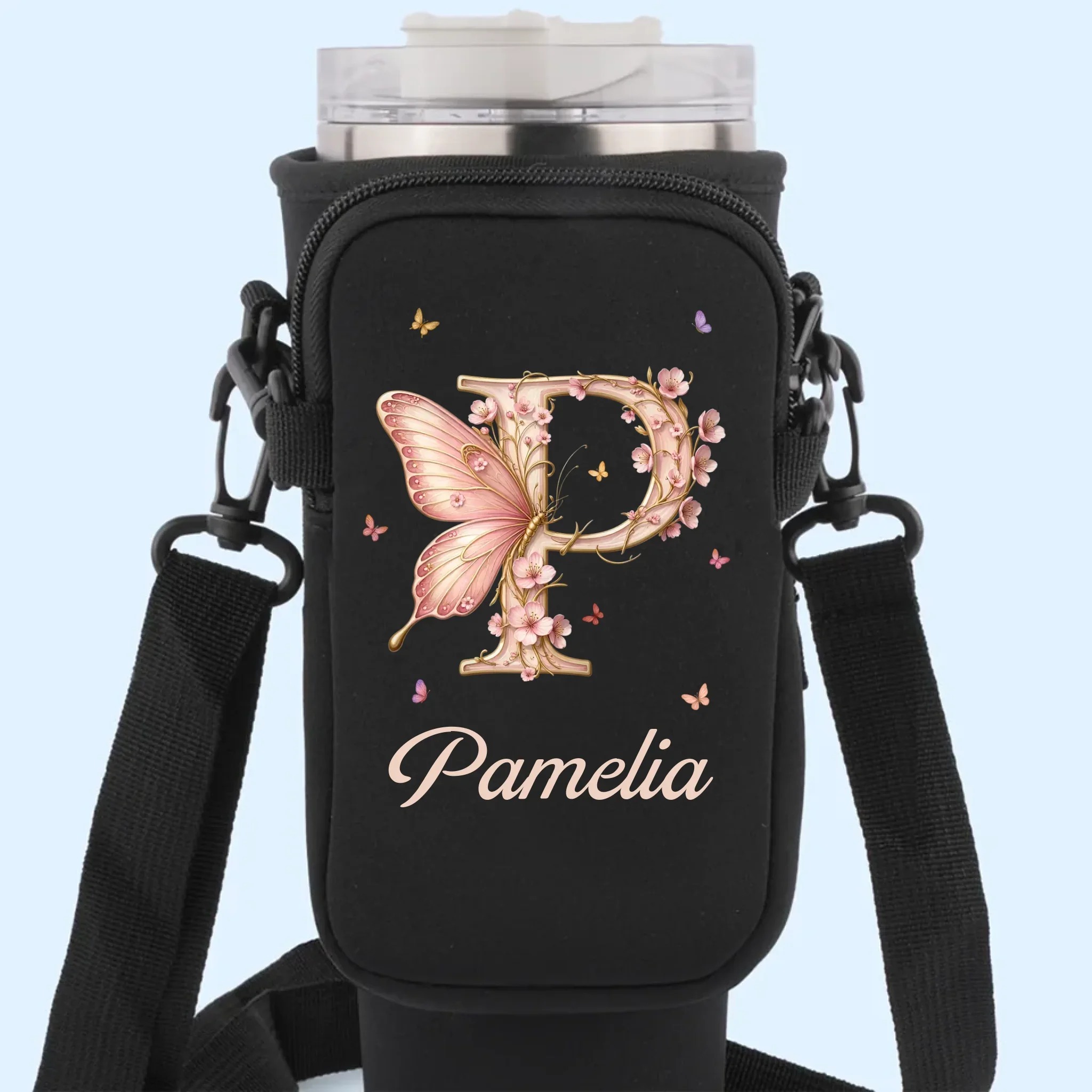 Let Your Soul Blossom & Your Spirit Fly - Family Personalized Custom Neoprene Water Bottle Carrier With Pocket - Gift For Yourself, Best Friends, Siblings, Family Members - Image 7