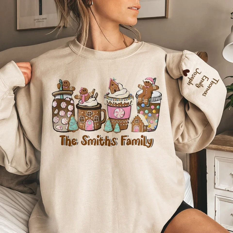 Let's Skip The Presents And Get Right To The Cookies - Family Personalized Custom Unisex Sweatshirt With Design On Sleeve - Christmas Gift For Family Members - Image 3