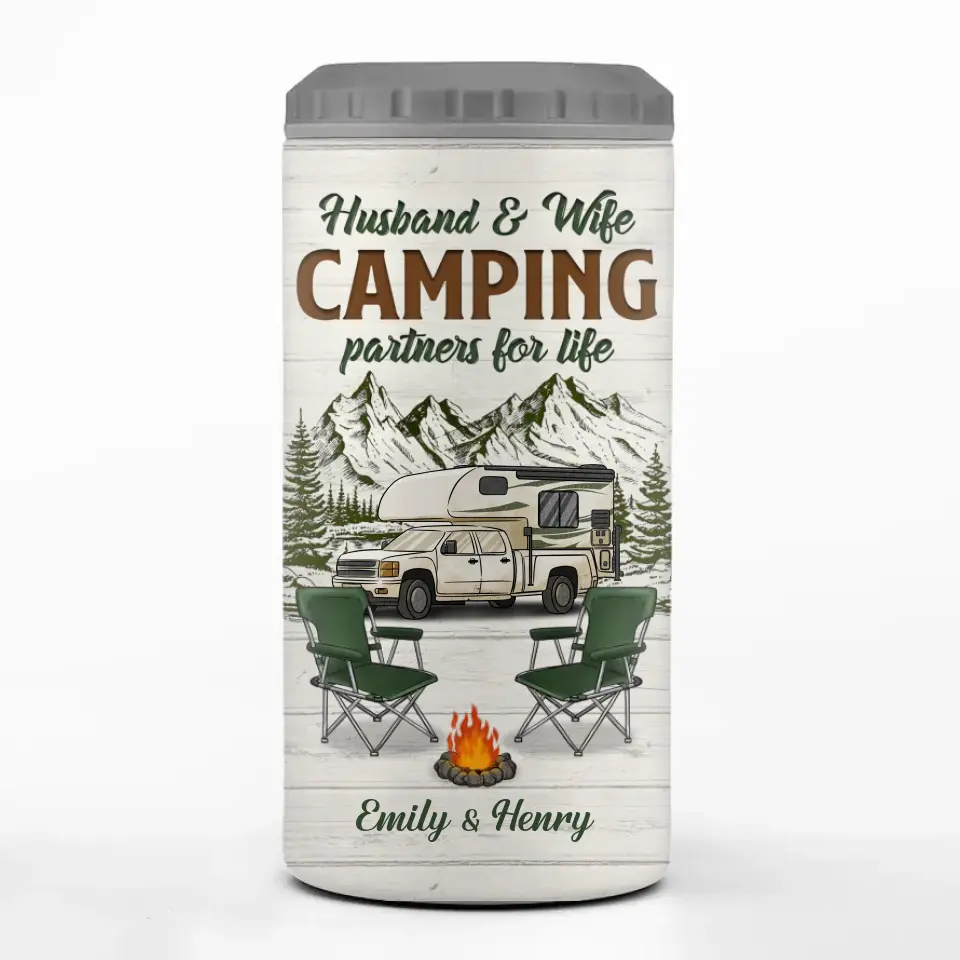 Life Is A Journey, Not A Destination, Enjoy The Moments - Camping Personalized Custom 4 In 1 Can Cooler Tumbler - Gift For Couple, Husband Wife, Camping Lovers - Image 2