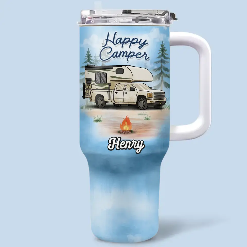Life Is Better Around The Campfire - Camping Personalized Custom 40 Oz Stainless Steel Tumbler With Handle - Gift For Camping Lovers - Image 2