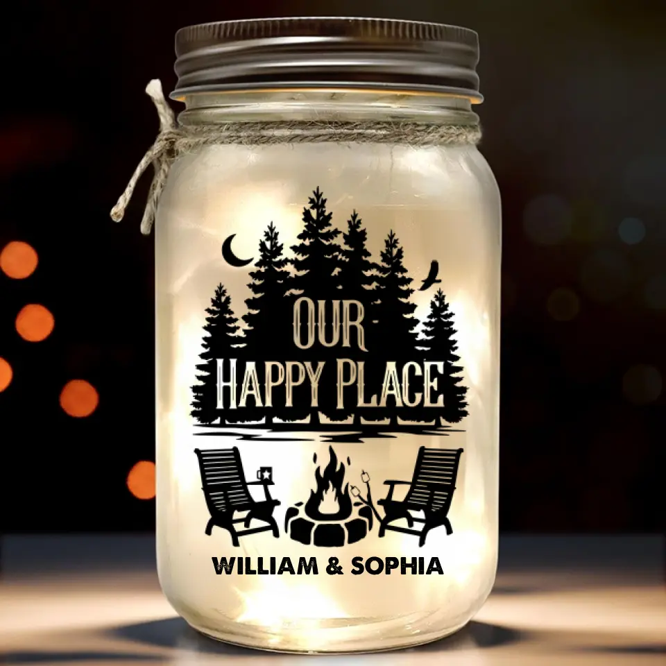 Life Is Better Around The Campfire - Camping Personalized Custom Mason Jar Light - Gift For Couple, Husband Wife, Camping Lovers - Image 2