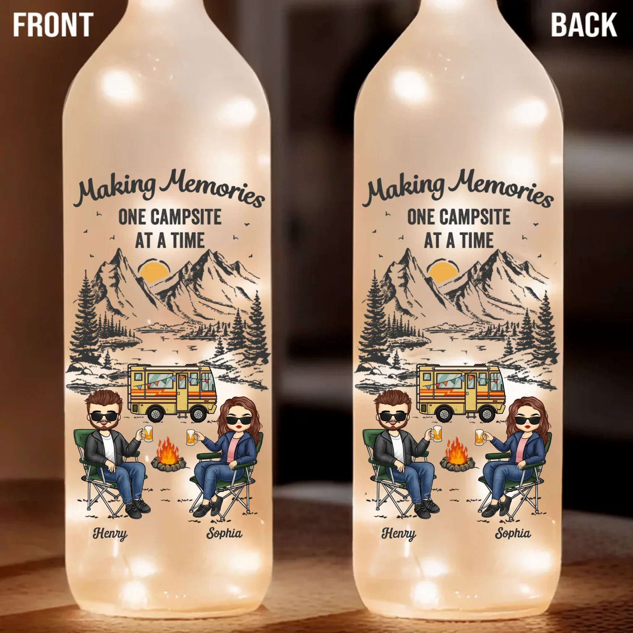Life Is Better Around The Campfire - Couple Personalized Custom Bottle Lamp - Gift For Husband Wife, Camping Lovers - Image 2