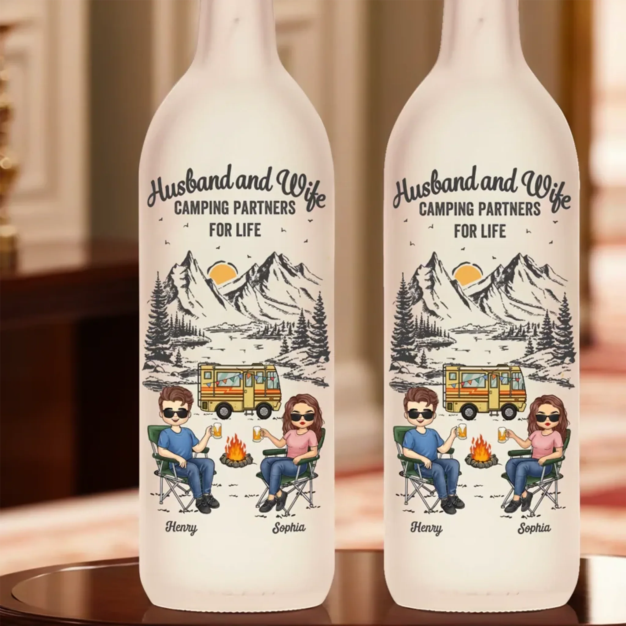 Life Is Better Around The Campfire - Couple Personalized Custom Bottle Lamp - Gift For Husband Wife, Camping Lovers - Image 4