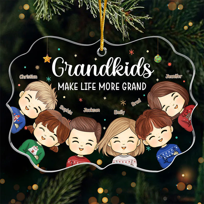 Life Is Better With Grandkids - Family Personalized Custom Ornament - Acrylic Benelux Shaped - Christmas Gift For Grandma - Image 2