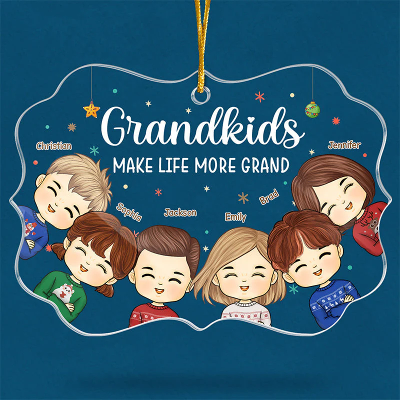 Life Is Better With Grandkids - Family Personalized Custom Ornament - Acrylic Benelux Shaped - Christmas Gift For Grandma - Image 3