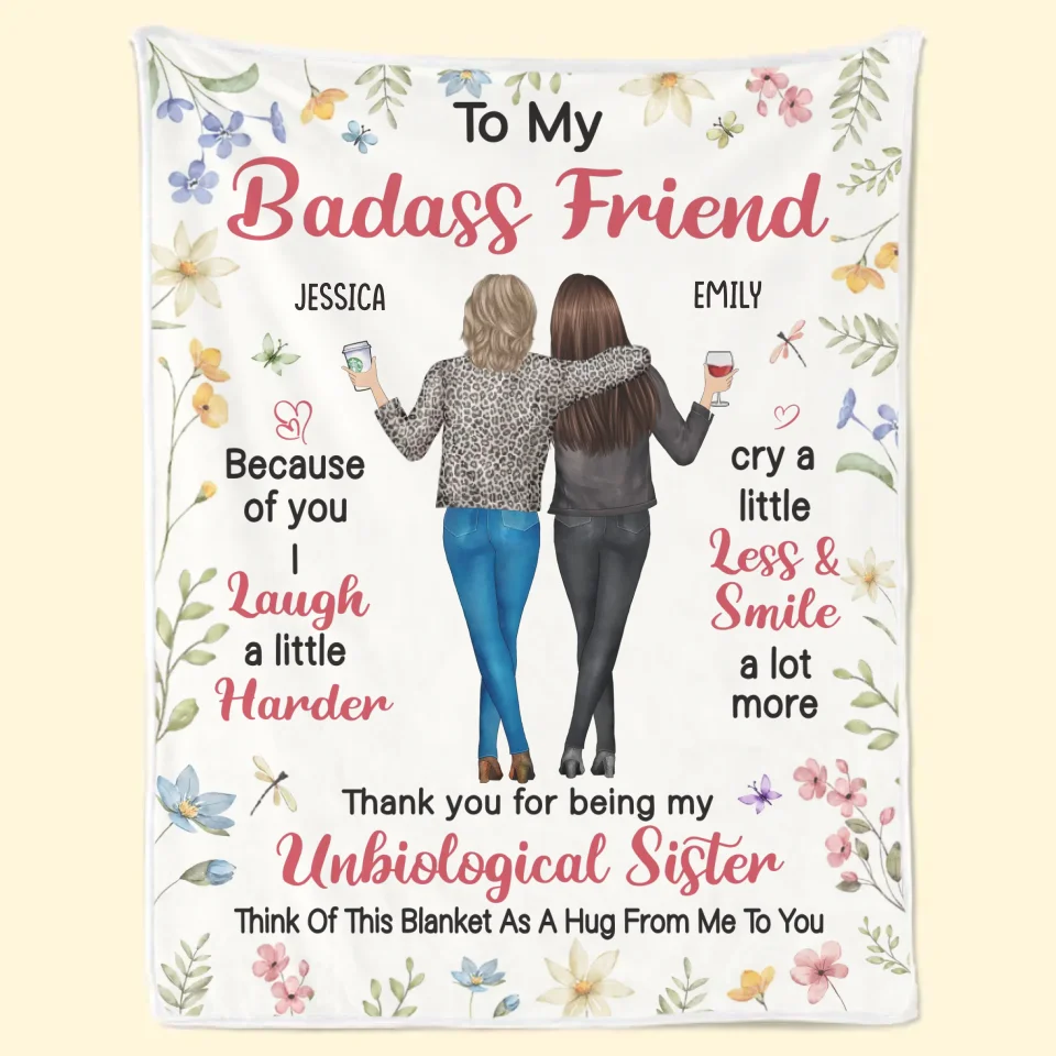 Life Is Better With True Friends - Bestie Personalized Custom Blanket - Gift For Best Friends, BFF, Sisters - Image 2