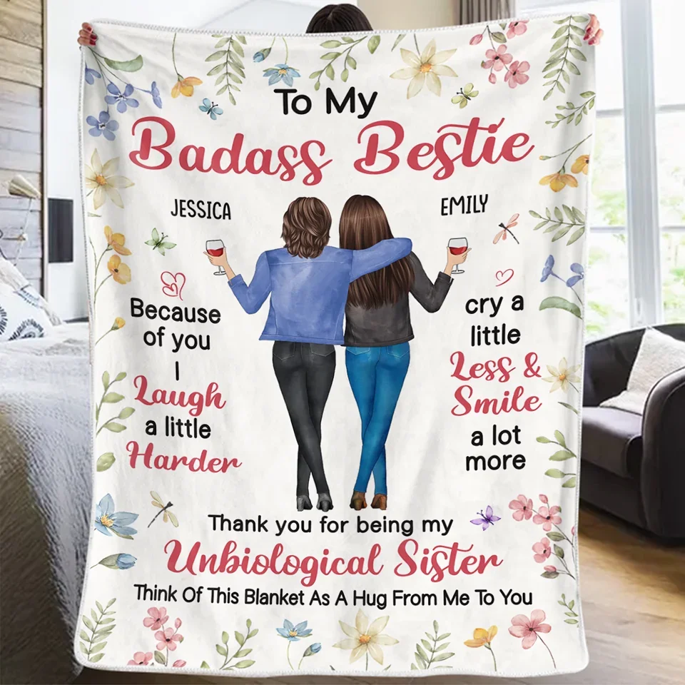 Life Is Better With True Friends - Bestie Personalized Custom Blanket - Gift For Best Friends, BFF, Sisters - Image 3