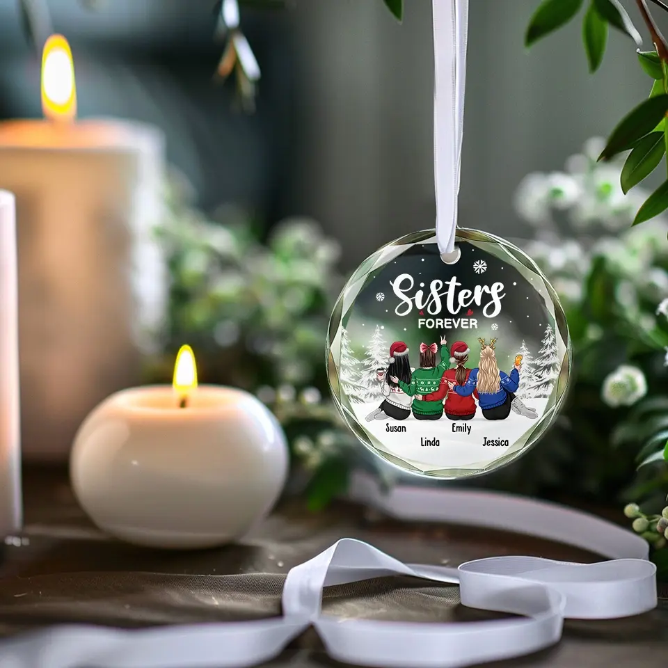 Life Is Better With True Friends - Bestie Personalized Custom Circle Glass Ornament - Christmas Gift For Best Friends, BFF, Sisters - Image 3