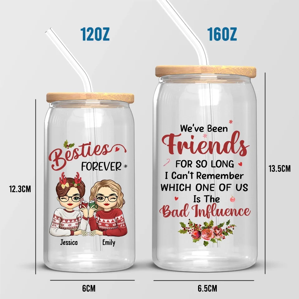 Life Is Easier With A Best Friend Like You By My Side - Bestie Personalized Custom Glass Cup, Iced Coffee Cup - Christmas Gift For Best Friends, BFF, Sisters - Image 5