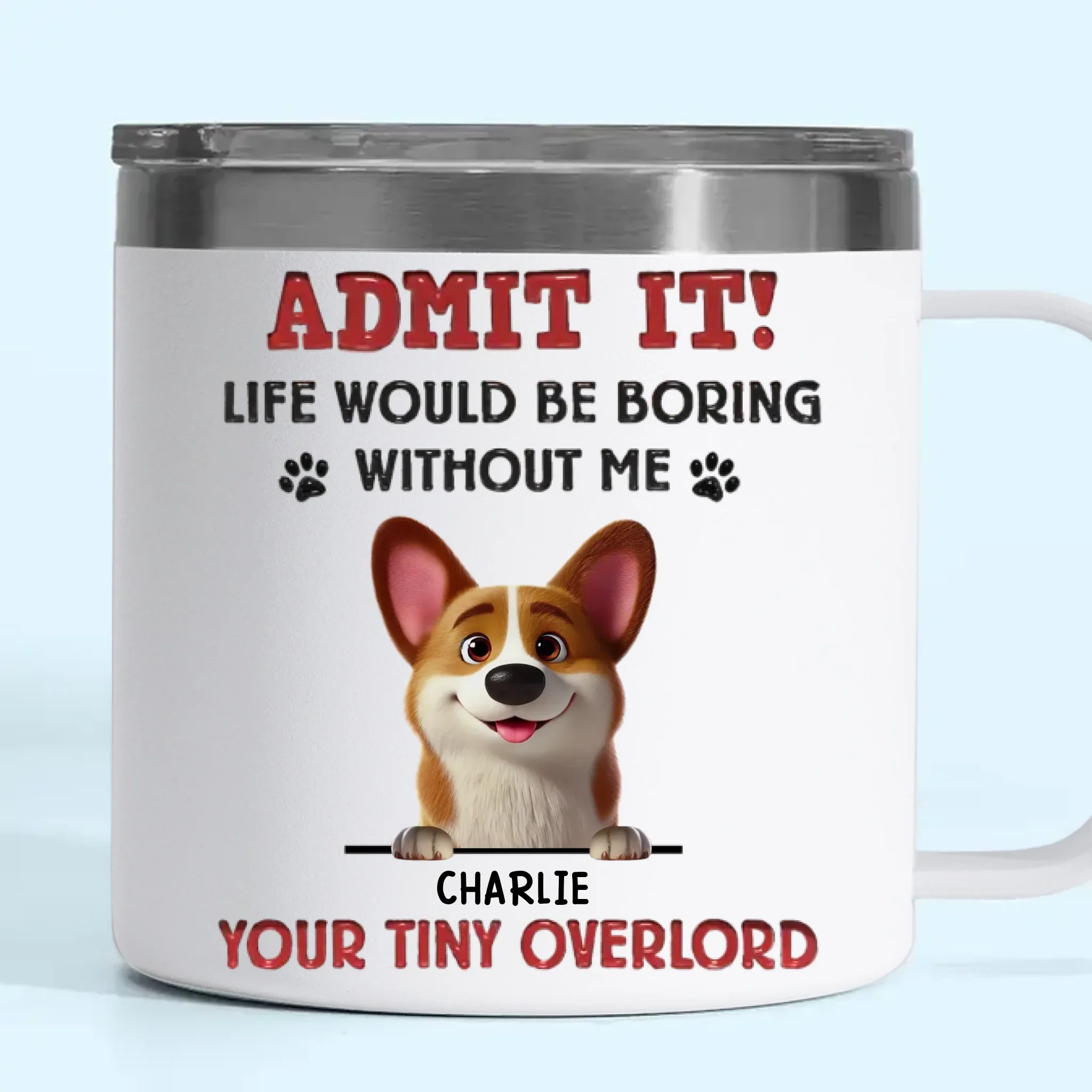 Life Is Pawsome With You - Dog Personalized Custom 14oz Stainless Steel Tumbler With Handle - Gift For Pet Owners, Pet Lovers - Image 2