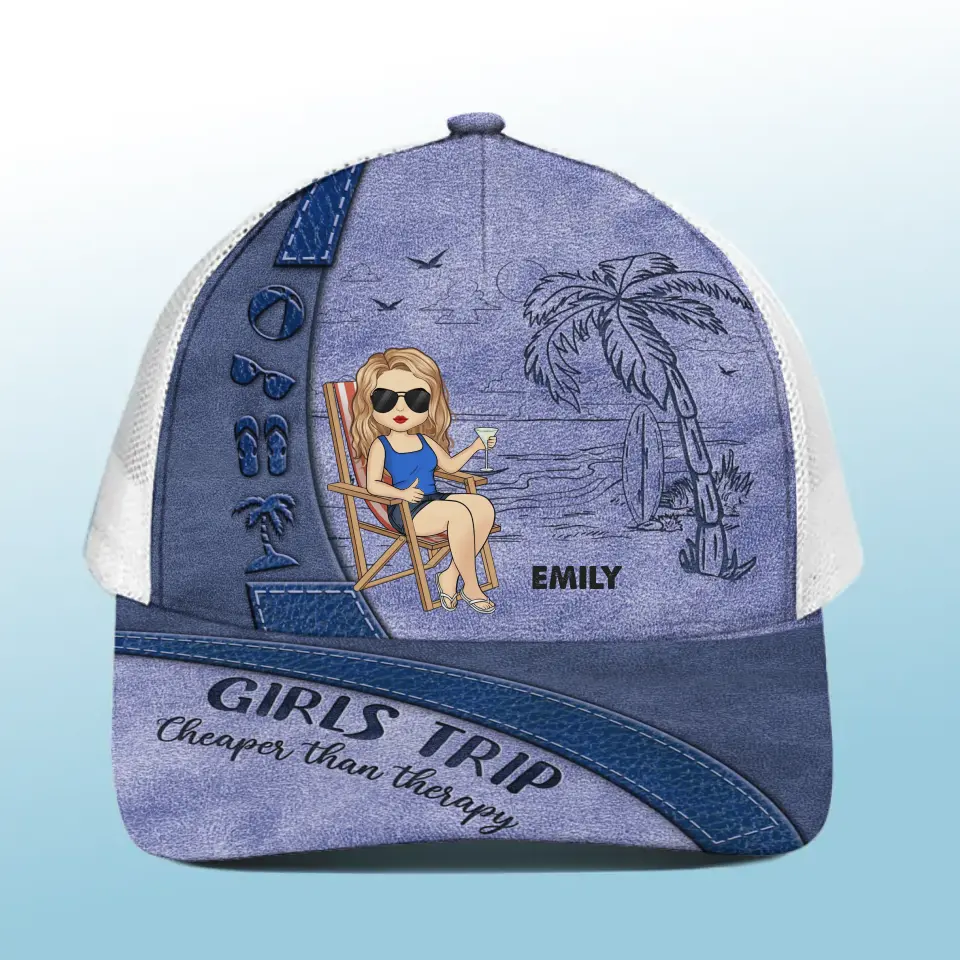 Life’s A Beach - Bestie Personalized Custom Mesh-back Baseball Cap, Baseball Trucker Cap - Summer Vacation Gift For Best Friends, BFF, Sisters - Image 2
