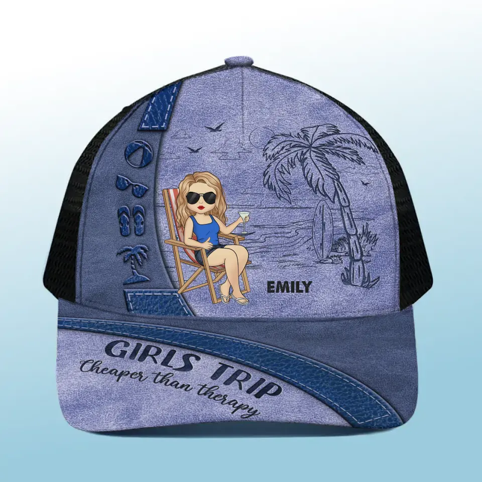 Life’s A Beach - Bestie Personalized Custom Mesh-back Baseball Cap, Baseball Trucker Cap - Summer Vacation Gift For Best Friends, BFF, Sisters - Image 3