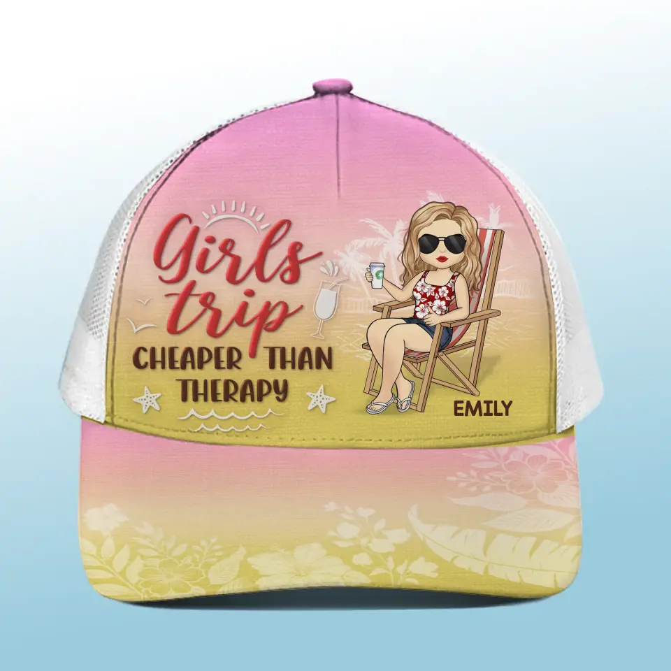 Life’s A Beach & We’re Just Enjoying The Waves - Bestie Personalized Custom Mesh-back Baseball Cap, Baseball Trucker Cap - Summer Vacation Gift For Best Friends, BFF, Sisters - Image 2