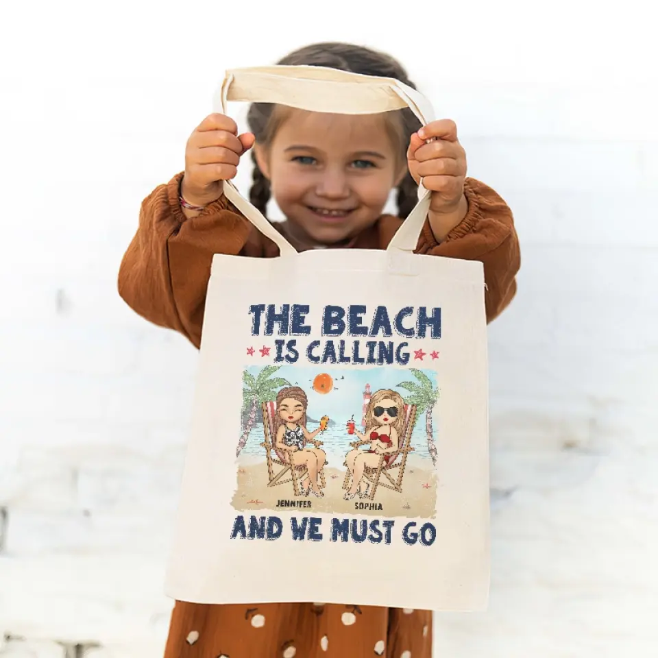 Life’s A Beach & We’re Just Enjoying The Waves - Bestie Personalized Custom Tote Bag - Summer Vacation Gift For Best Friends, BFF, Sisters - Image 3