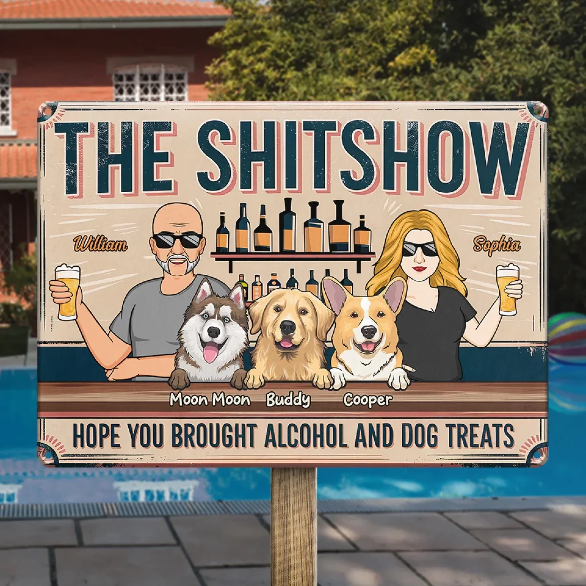 Life's A Party With Pets - Dog Personalized Custom Home Decor Metal Sign - House Warming Gift For Pet Owners, Pet Lovers - Image 4