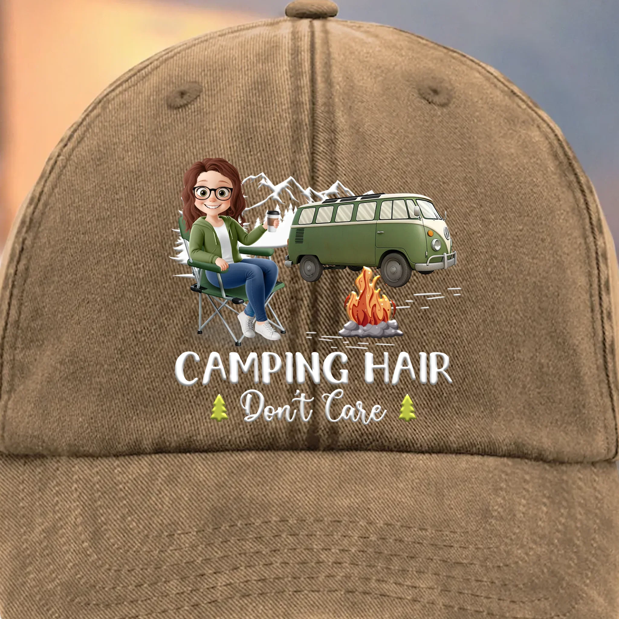 Life’s Better Around A Campfire - Camping Personalized Custom Vintage Washed Denim Baseball Cap - Gift For Camping Lovers - Image 4