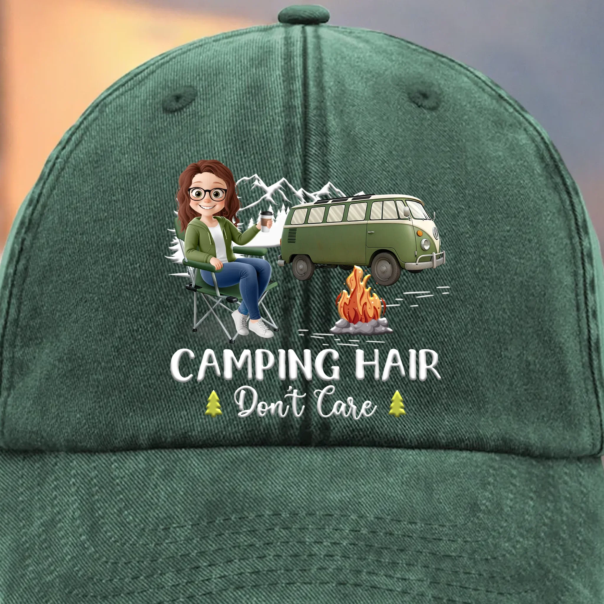 Life’s Better Around A Campfire - Camping Personalized Custom Vintage Washed Denim Baseball Cap - Gift For Camping Lovers - Image 6