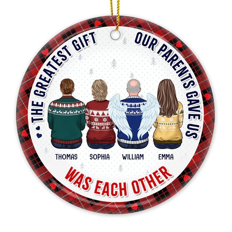 Life's Greatest Gift Is Family - Memorial Personalized Custom Ornament - Ceramic Round Shaped - Christmas Gift, Sympathy Gift For Family Members - Image 3