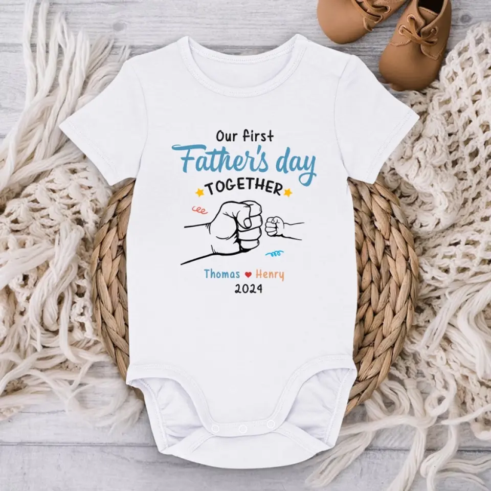 Life's Greatest Miracle Wrapped In A Blanket - Family Personalized Custom Baby Onesie - Father's Day, Baby Shower Gift, Gift For First Dad - Image 3