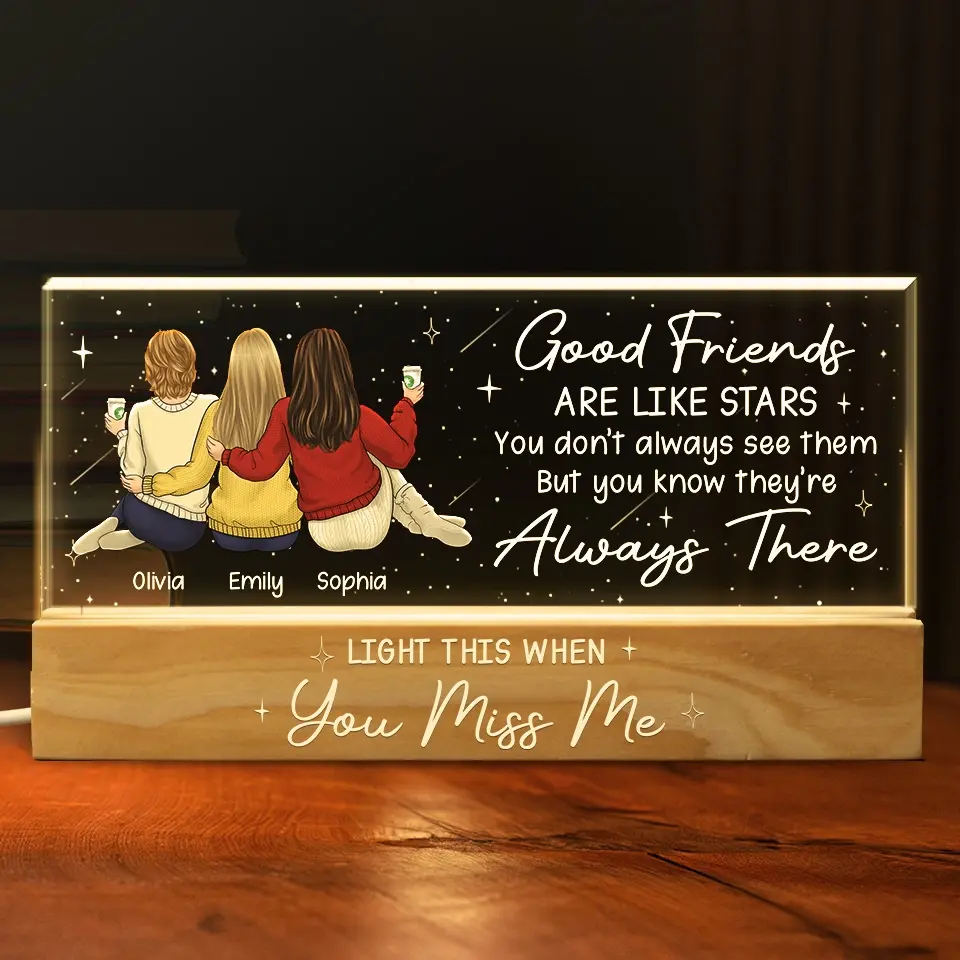 Light This When You Miss Me - Bestie Personalized Custom Acrylic Letters 3D LED Night Light - Gift For Best Friends, BFF, Sisters - Image 3