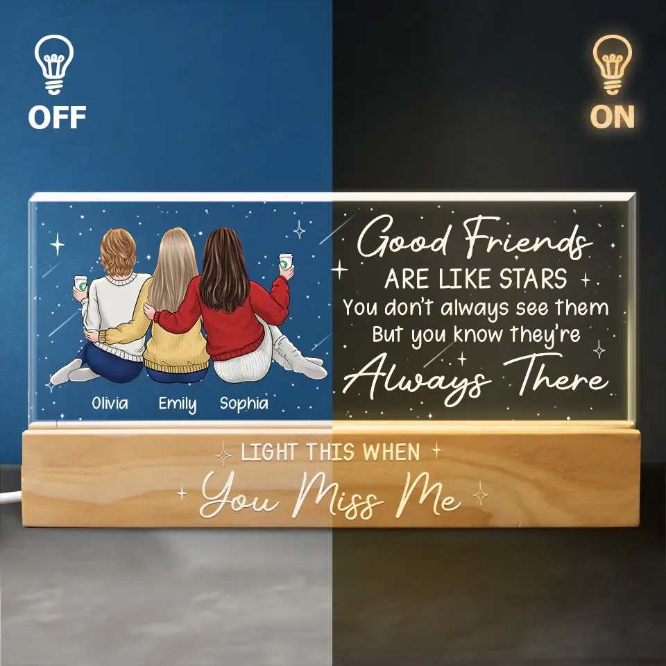 Light This When You Miss Me - Bestie Personalized Custom Acrylic Letters 3D LED Night Light - Gift For Best Friends, BFF, Sisters - Image 4