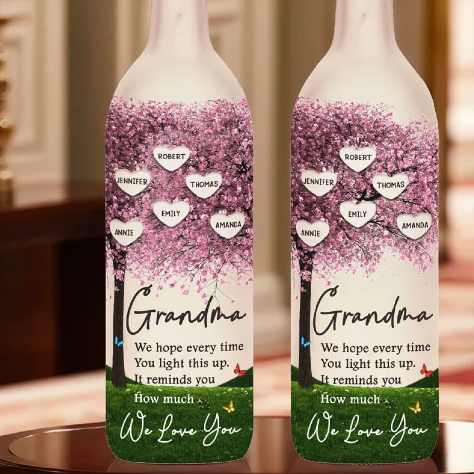 Lighting Up Love - Family Personalized Custom Bottle Lamp - Gift For Mom, Grandma - Image 4