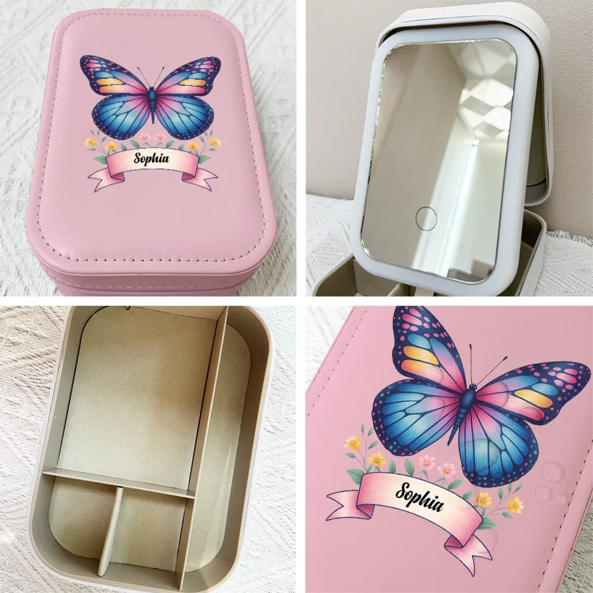 Like A Butterfly, Shine As You Transform - Family Personalized Custom Jewelry Box LED Makeup - Gift For Yourself, Best Friends, Siblings, Family Members - Image 6