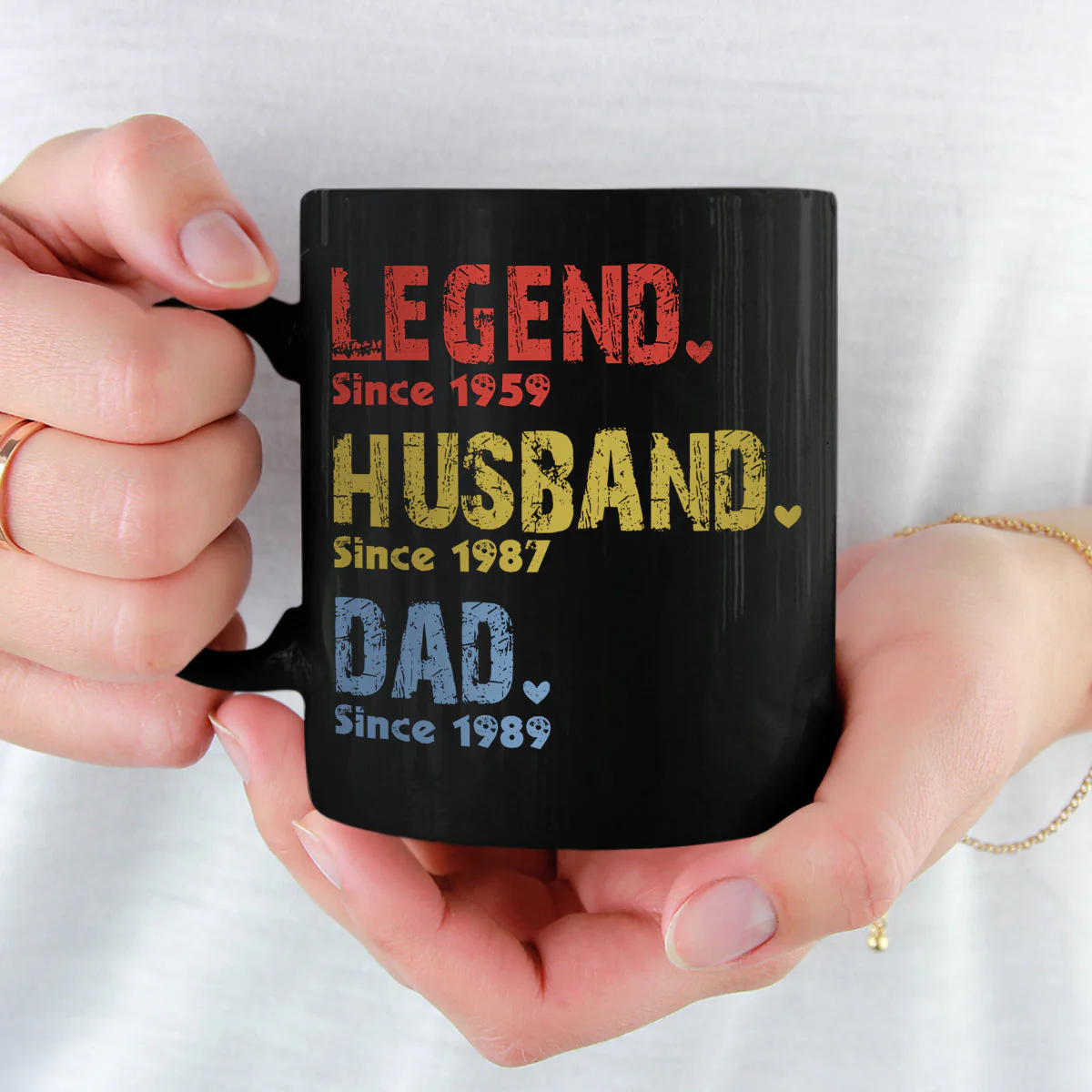 Like A Dad Just More Squatchy - Family Personalized Custom Black Mug - Birthday Gift For Dad - Image 2