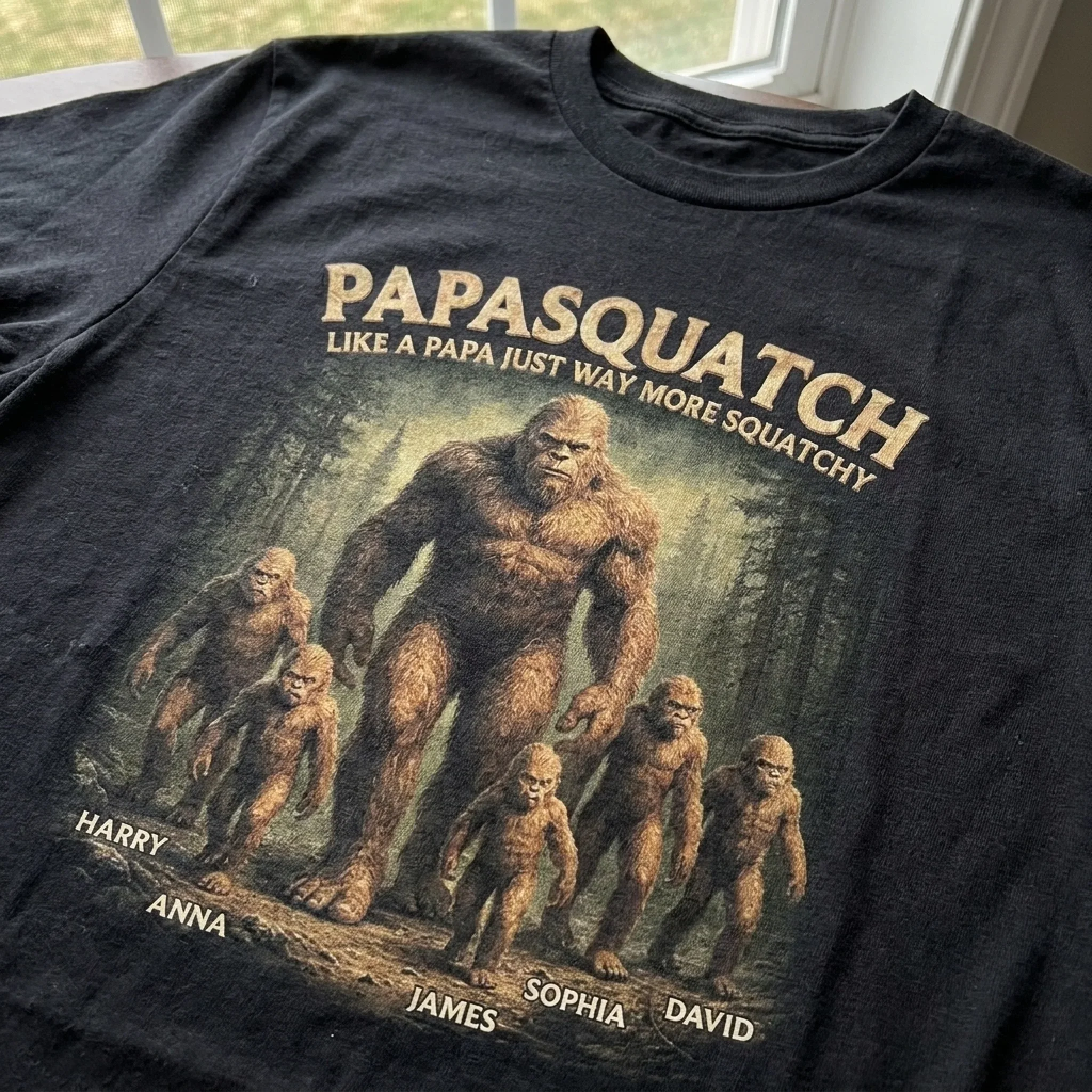 Like A Papa Just Way More Squatchy - Family Personalized Custom Unisex T-shirt, Premium T-shirt, Hoodie - Father's Day, Gift For Dad, Grandpa - Image 4