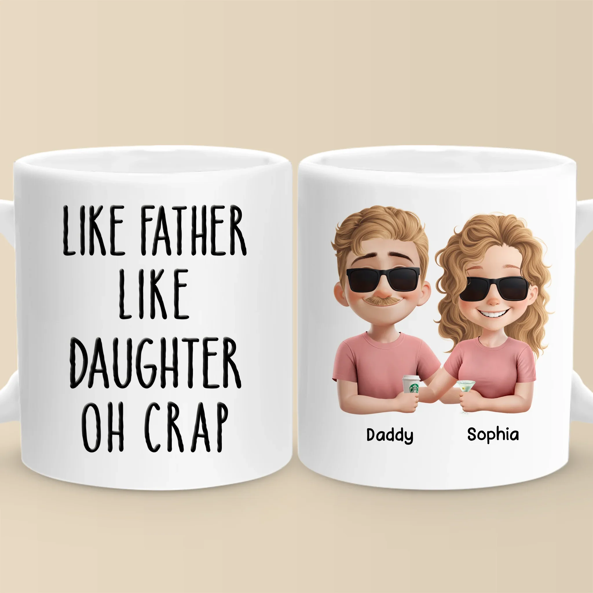 Like Father, Like Daughter - Family Personalized Custom Mug - Father's Day, Gift For Dad - Image 2