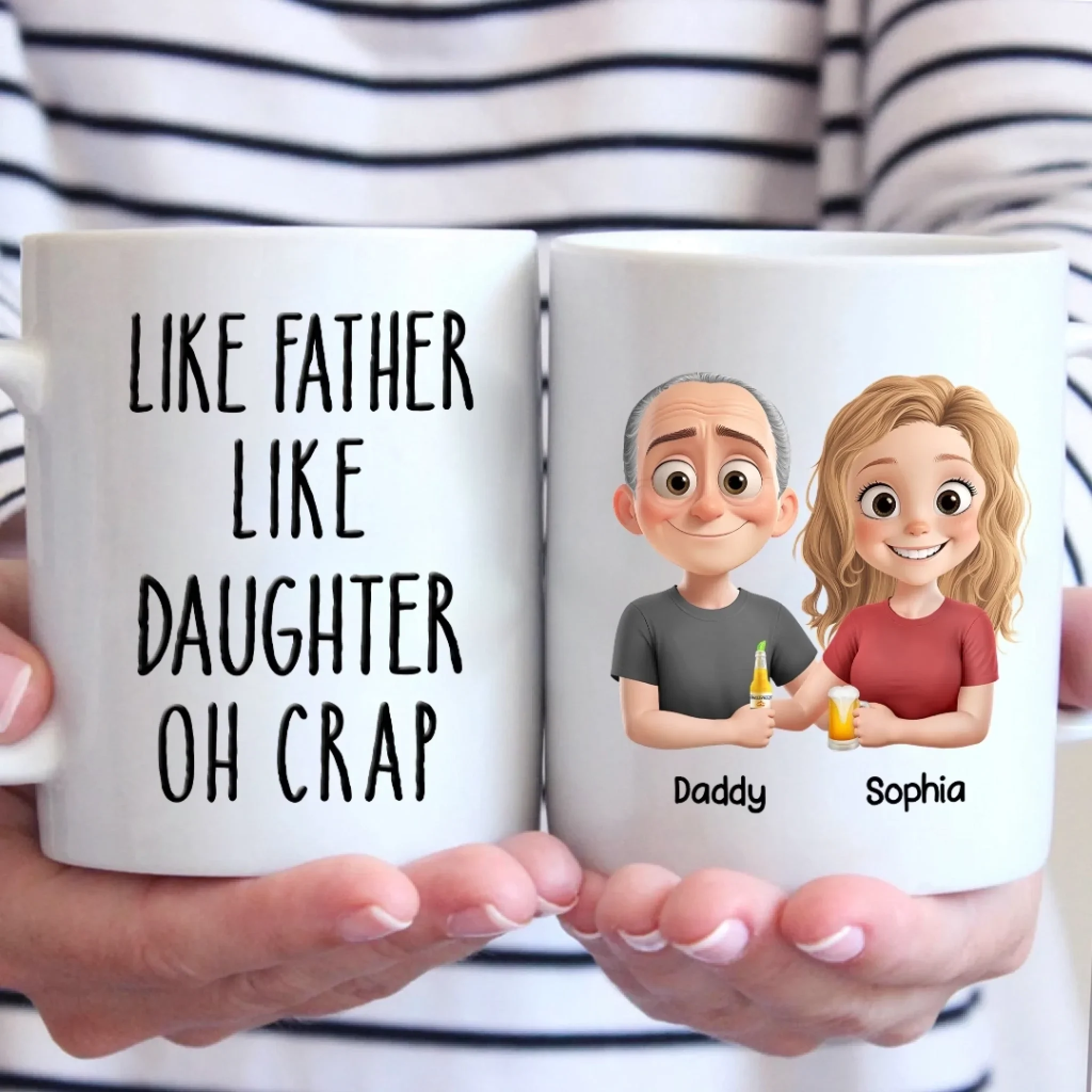 Like Father, Like Daughter - Family Personalized Custom Mug - Father's Day, Gift For Dad - Image 4
