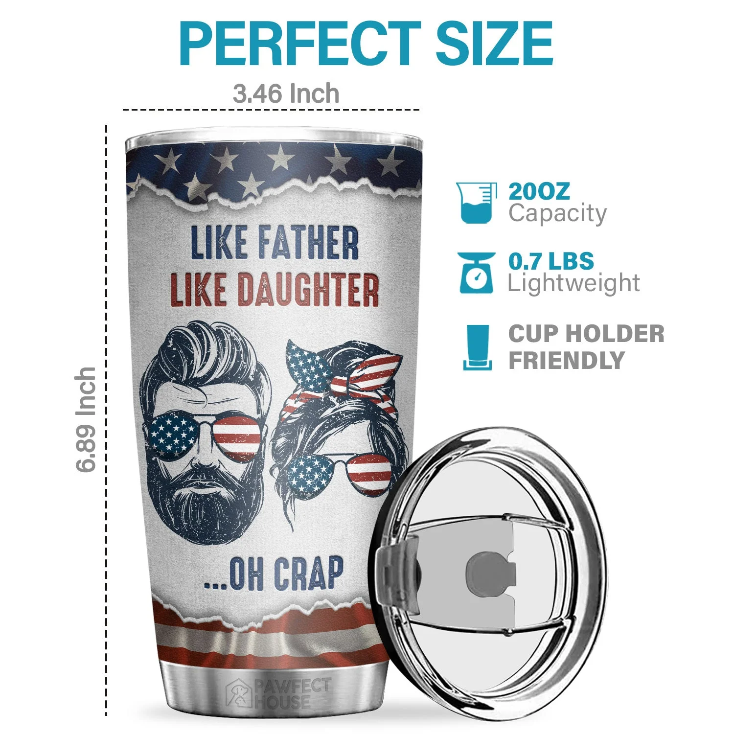 Like Father Like Daughter Oh Crap - Tumbler - To My Dad, Gift For Dad, Dad Gift From Daughter And Son, Birthday Gift For Dad - Image 2