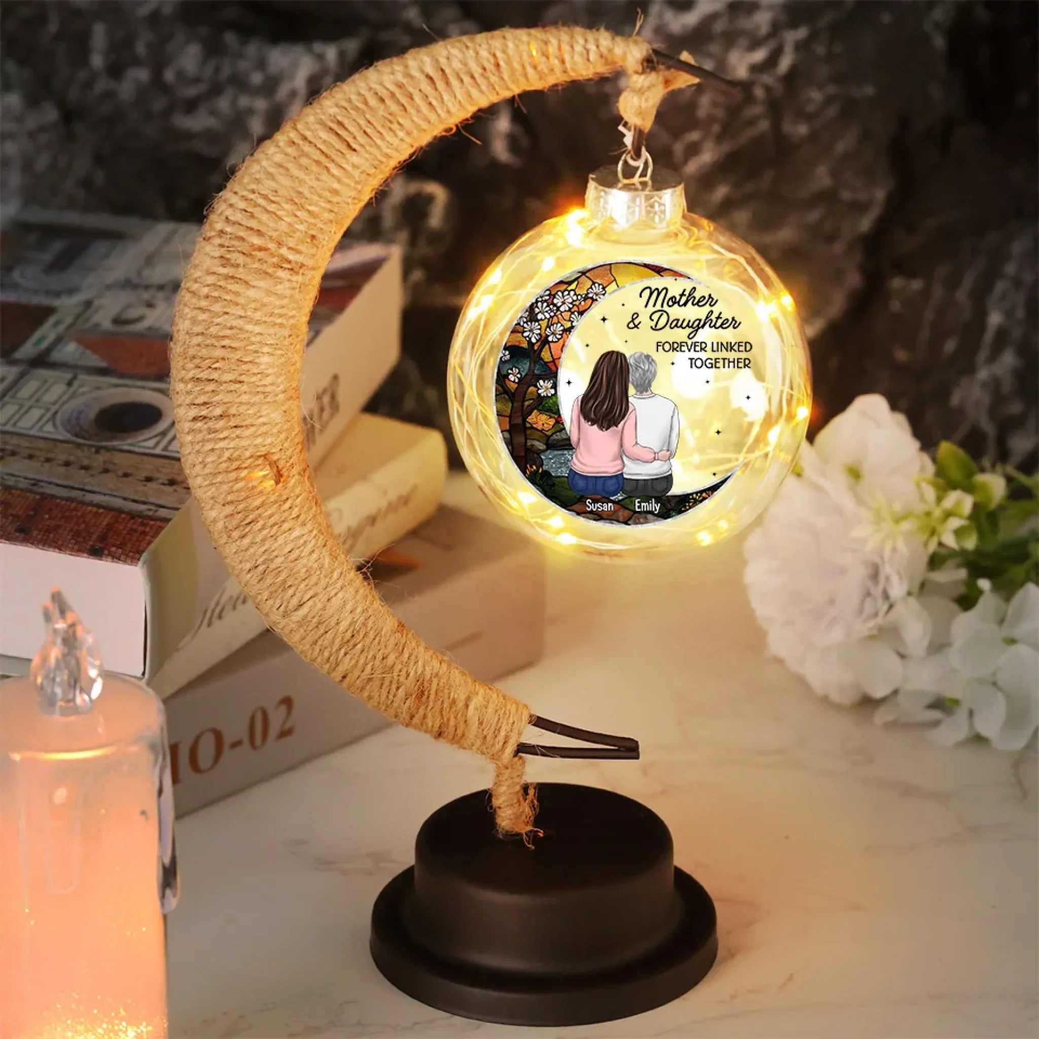 Like Mother Like Daughter - Family Personalized Custom Moon Lamp Light - Gift For Mom - Image 3