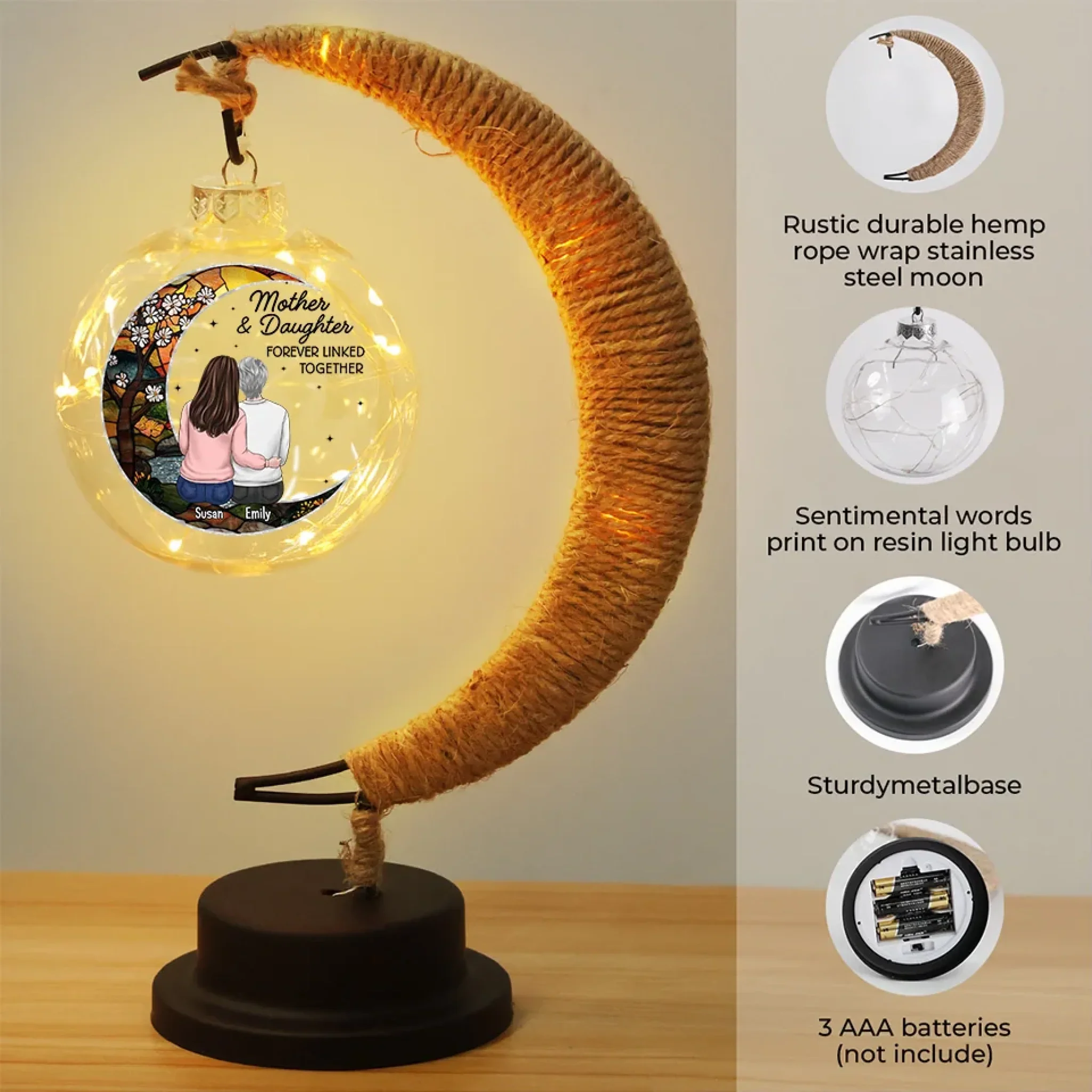 Like Mother Like Daughter - Family Personalized Custom Moon Lamp Light - Gift For Mom - Image 4